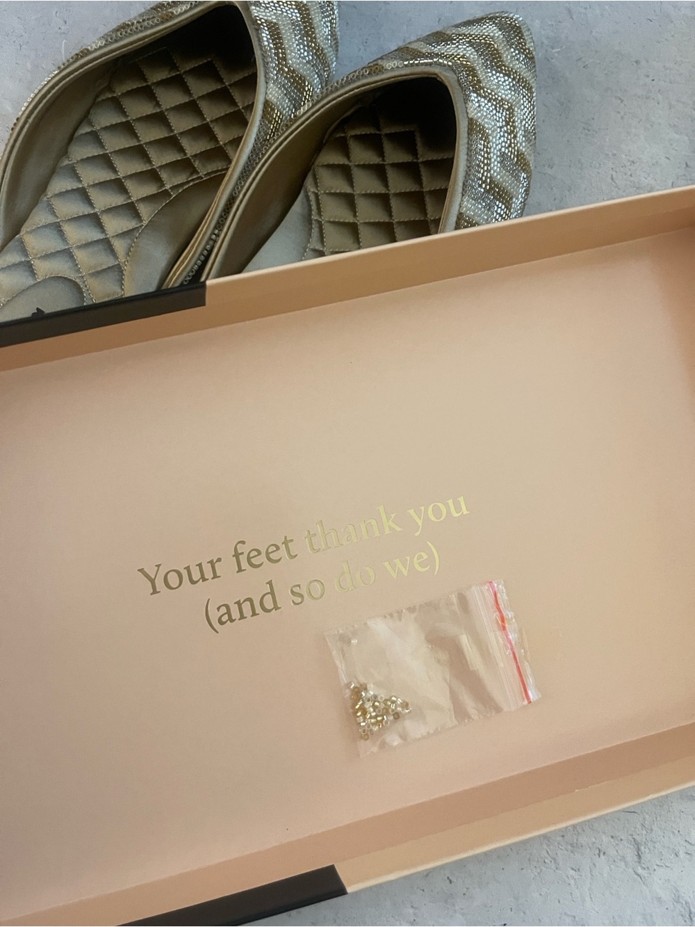 NWT Birdies “The Swan” Beaded Deco Chevron Mule Flats — Gold/Silver | Size 9.5 - Picture 7 of 8